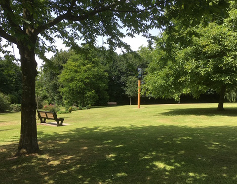 Bench, tree and village sign